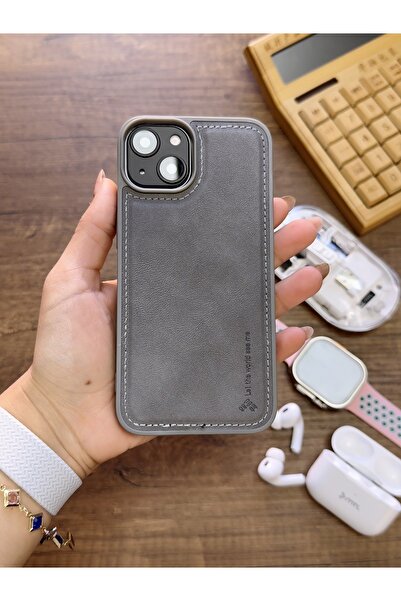 MTL iPhone 14 Compatible Premium Leather Textured Shock-Resistant Nasal Silicone Case
