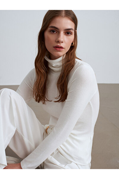 Dilvin 32202 Accessory Detailed Fisherman Collar Top-Ecru