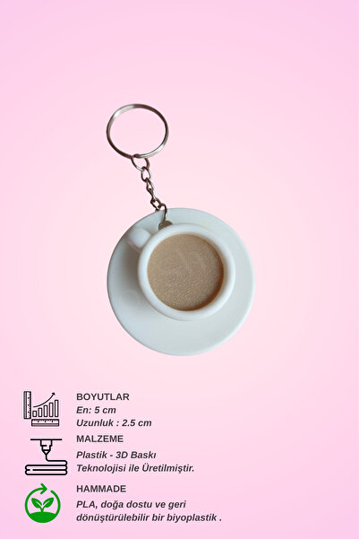 JoyShine Μπρελόκ με σχέδιο παραδοσιακού τουρκικού φλιτζάνι καφέ, κομψό δώρο & στολίδι για τσάντα, χωρίς γάντζο