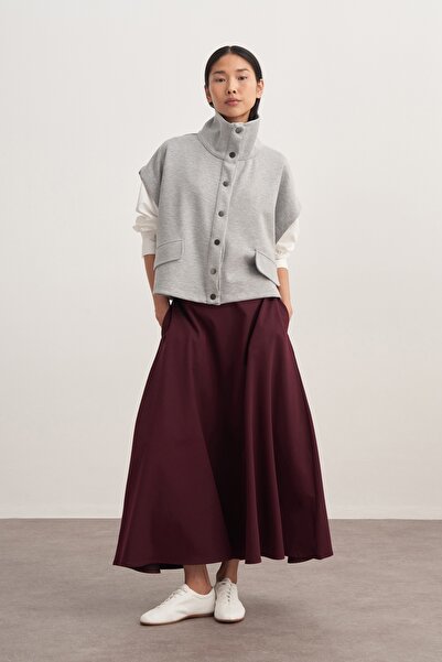 EBU Prive Γυναικείο γιλέκο με ψηλό γιακά γκρι μελανζ