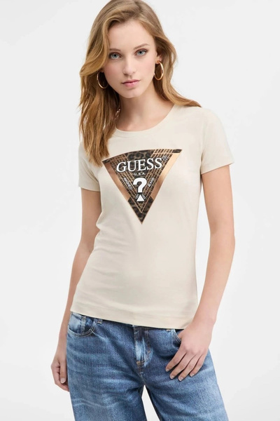 Guess Leo Women's Cream Slim Fit T-Shirt W5Bi28J1314-A115