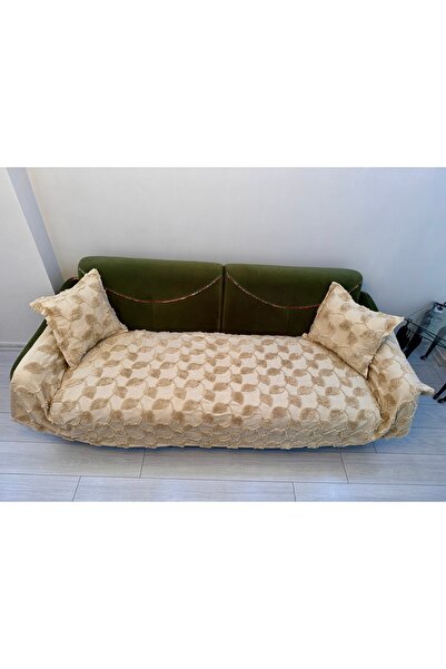 Madamca Κάλυμμα καναπέ με ανάγλυφα σχέδια LEAF(LIST) καπουτσίνο 100*240