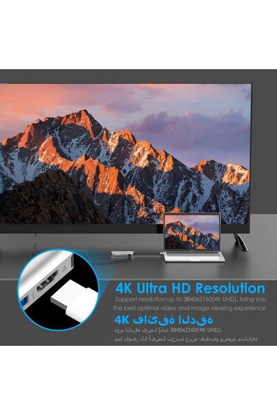 LENTION USB-C Hub with 4K HDMI, SD Card Reader, 2x USB 3.0, Type-C Charging & Gigabit Ethernet (CB-C