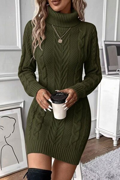 Mossta Μίνι πλεκτό φόρεμα με μοτίβο ζιβάγκο - Πράσινο