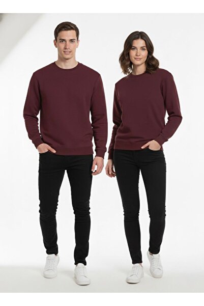 assef Unisex Relax Fit Comfortable Cut Cotton Soft Textured Fleece Inside Crew Neck Sweatshirt