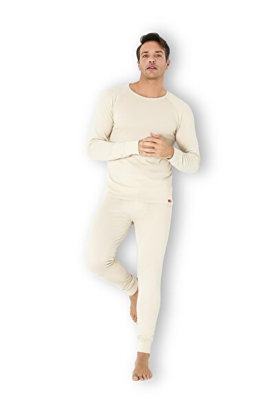 Jiber Ανδρικό εσώρουχο με θερμαντικό μακρυμάνικο εσώρουχο εκρού, μονό