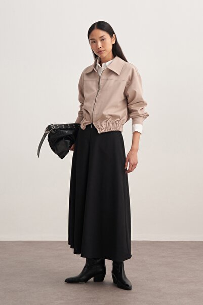 EBU Prive Women's Gabardine Pilikaşe Skirt Black