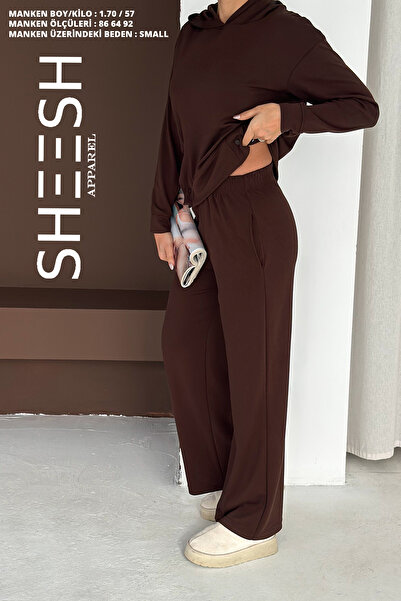 SHEESH APPAREL Soft Textured Modal Suit with Snap Detail on the Sides Hooded Sweatshirt Bottom Palazzo Pants