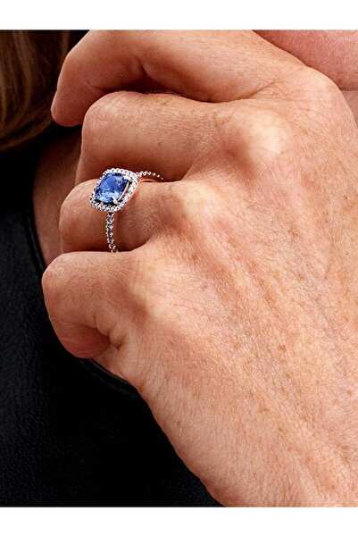 Pandora Impressive square blue halo ring with sparkling Pave Zirconium in 925 Silver - 54
