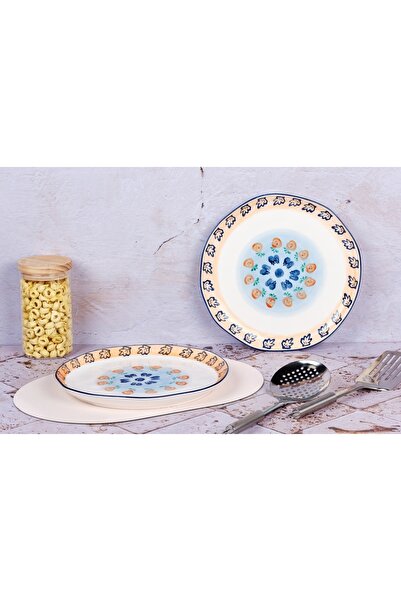 BJORN Set of 2 Round serving platters, NAPOLI Citrus, hand-painted porcelain, Ø30cm