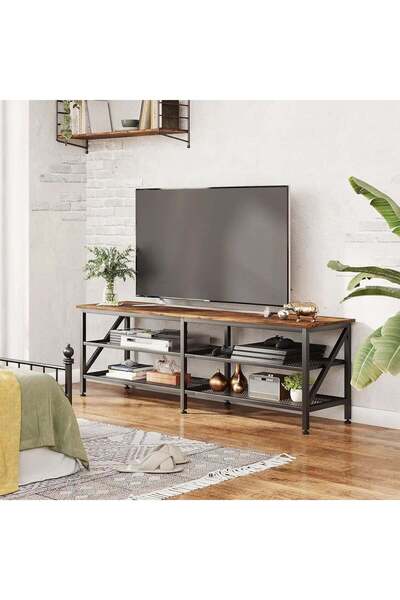 China Modern TV Table with Storage Units and Metal Frame