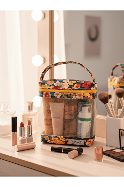 Ays Quilt Transparent Makeup Bag - Travel Case with Zipper and Carrying Handle