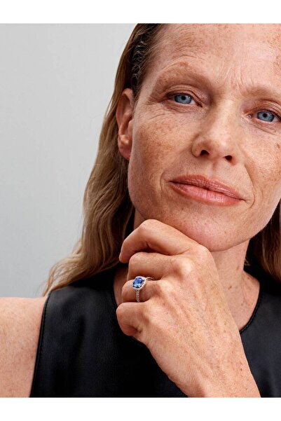 Pandora Impressive square blue halo ring with sparkling Pave Zirconium in 925 Silver - 54