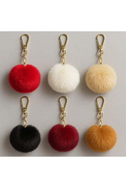 SİSTEM PELUŞ Premium Renkli Ponponlu Çanta & Anahtarlık Aksesuarı 6'lı Renk Set