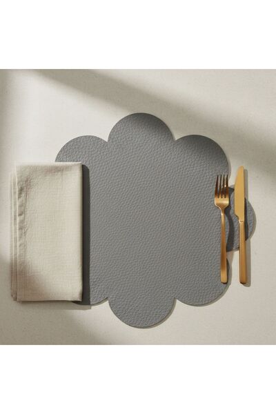 Grand Fine Art 2 Pieces Leather American Doily-Easy to Wipe Supla-33X33 Cm-Symmetrical Leaves Patterned