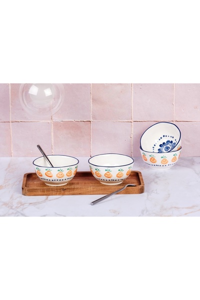 BJORN Set of 4 porcelain bowls, NAPOLI Citrus, hand painted, Ø12cm, 35cl