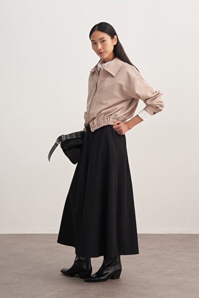 EBU Prive Women's Gabardine Pilikaşe Skirt Black