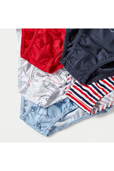 Juniors Dinosaur Print Briefs with Elasticated Waist - Set of 5