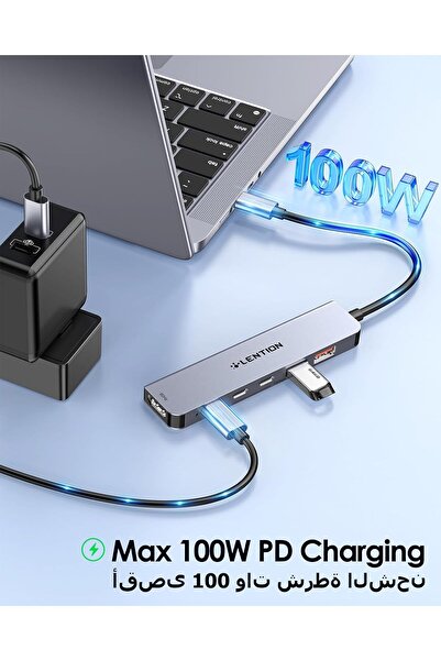 LENTION USB C Hub with 4K@60Hz HDMI, 10Gbps Data Transfer, PD 100W (CB-CE37, Space Gray)