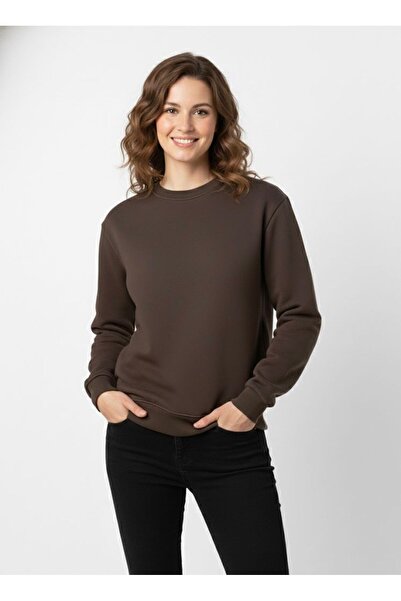 assef Unisex Relax Fit Comfortable Cut Cotton Soft Textured Fleece Inside Crew Neck Sweatshirt