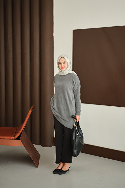 LOCCO Women's Tasseled Tunic Gray