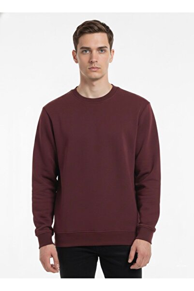 assef Unisex Relax Fit Comfortable Cut Cotton Soft Textured Fleece Inside Crew Neck Sweatshirt