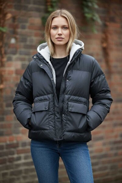 Enter Jachetă pufă cu glugă gri ENTER2148