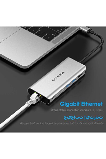 LENTION USB-C Hub with 4K HDMI, SD Card Reader, 2x USB 3.0, Type-C Charging & Gigabit Ethernet (CB-C