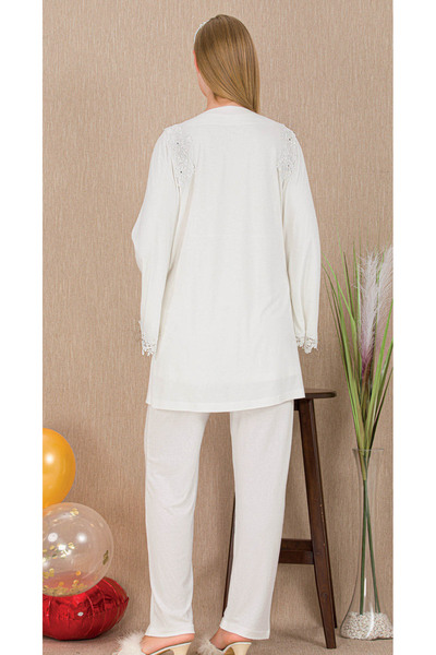 Lady Lingerie Lace Robe Maternity-Pregnant Pajama Set 3-Piece Set