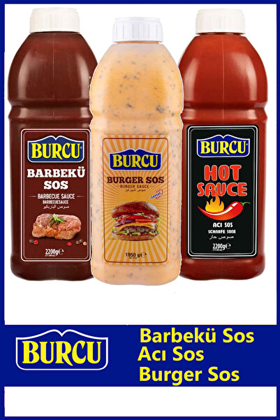BURCU 3'lü Büyük Boy Sos Severler Seti ( Burger Sos, Acı Sos, Barbekü Sos)