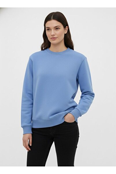 assef Women's Relax Fit Comfortable Cut Cotton Soft Textured Fleece Lined Cre...