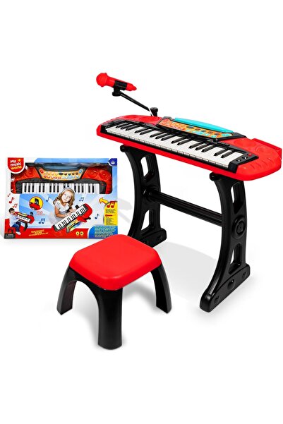 SHOPIENS Orga Electronica Copii cu Microfon si Taburet 37 Taste Lumini Ritmuri Demo Instrumente Muzicale