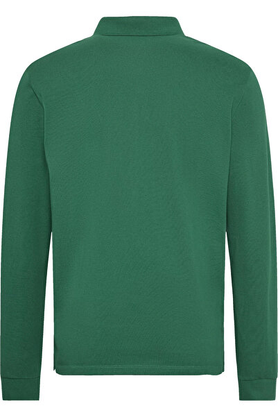 Calvin Klein Men's Long Sleeve Regular Fit Button Closure Green Polo Neck T-Shirt Lv04Re201G-2Es