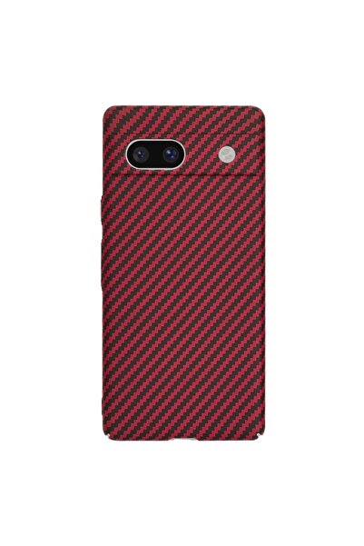 SKYDDAR INNOVATION Case for Google Pixel 7a, carbon texture, Carbonite FiberShell, sticker set, Red
