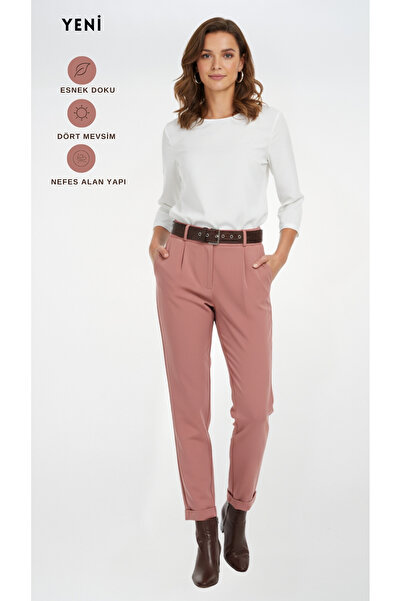 FARREN Women's Pink High Waist Pants – Refine Fit |   Flexible Weaving |   City Elegance |   Four Seasons