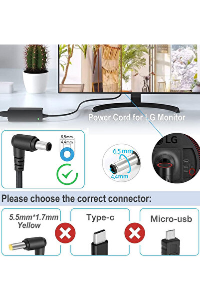 Generic 19V 2.53A Adapter Charger for LG Electronics 19"20"22"23"24"27"29"34" Monitor LCD LED HD TV Adapter
