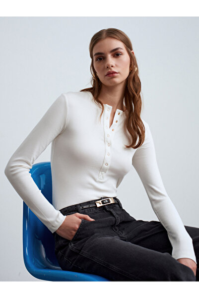 Dilvin 32024 Snap Fastener Modal Blend Top-Ecru