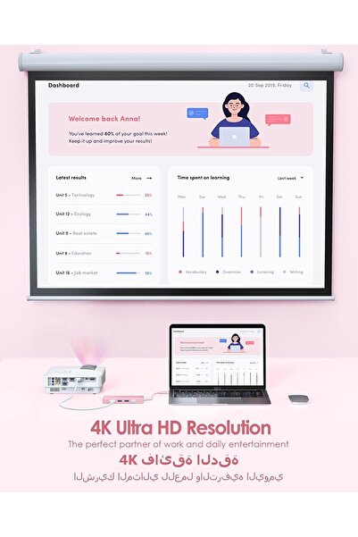 LENTION USB C Hub with Gigabit Ethernet, 4K HDMI & 3x USB 3.0 (CB-C25, Rose Gold)