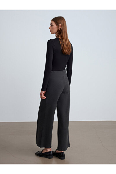 Dilvin 71941 Elastic Waist Wide Leg Sweatpants-Anthracite m