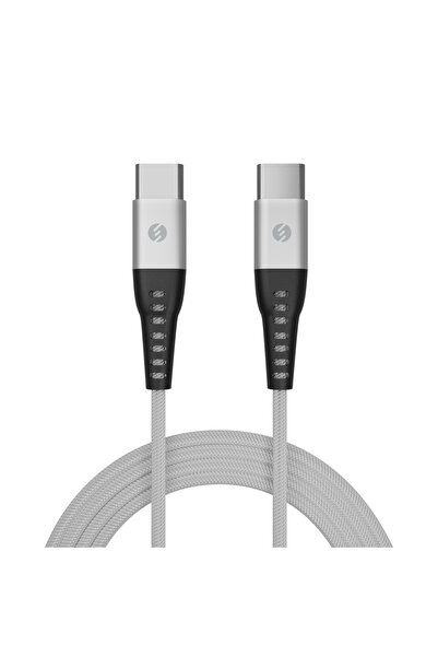 S-LINK SL-STM55TP 3A Fast Şarj TYPCE TO TYPCE Silver Data + Sarj Kablosu
