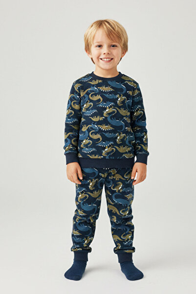 BY WORRN Set de pijamale pentru băieți, confortabil, cu model de dinozaur, cu...