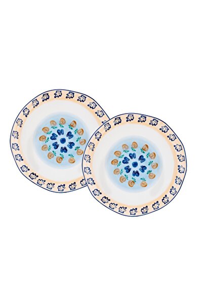 BJORN Set of 2 Round serving platters, NAPOLI Citrus, hand-painted porcelain, Ø30cm