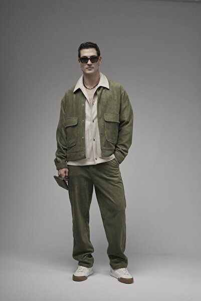 Butik Trend Biz Regular Snap Fastener Jacket and Pants Velvet Set