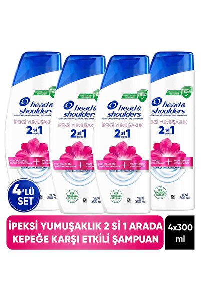 Head & Shoulders 2'si 1 Arada İpeksi Yumuşaklık Kepek Karşıtı Şampuan 300ml x 4 Adet