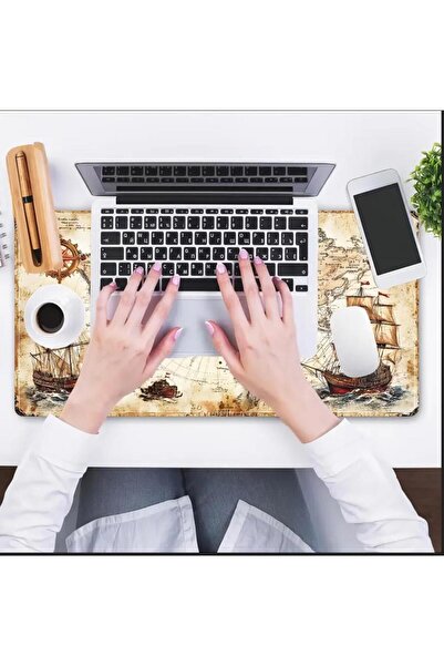 sgeteknoloji Sge Technology 90X40 cm Nostalgic Adventure Map Anti-Slip Base Speed Surface Gamer Mouse Pad Gaming