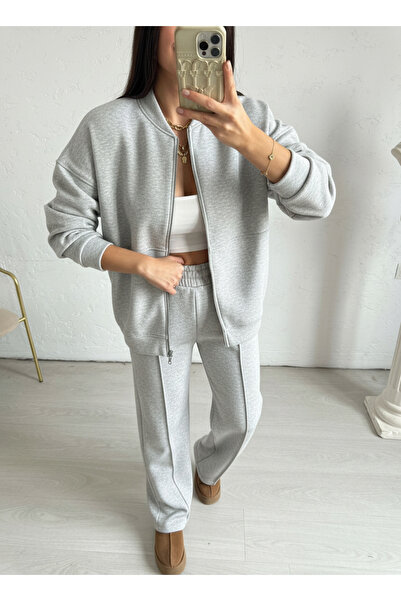 YAKAMEL Women's Bomber Jacket Tracksuit Set