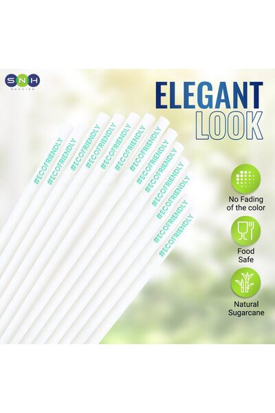 SNH Packing I Am Not Plastic White Straw 6mm Biodegradable - Pack of 100