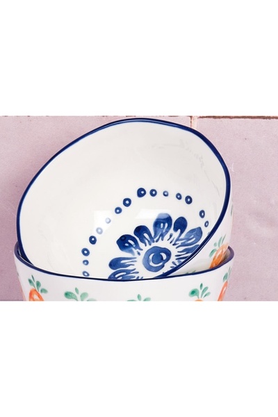 BJORN Set of 4 porcelain bowls, NAPOLI Citrus, hand painted, Ø12cm, 35cl