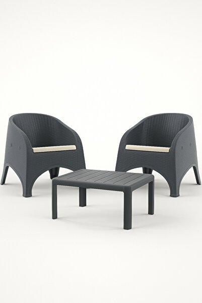 Çavdar Group Olivia 1+1 Bistro Set Minderli 2 Kişilik Oturma Grubu Sehpa Bahç...