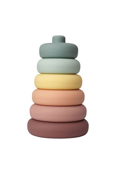 Pitikot Pitikot® Stacking Tower – 6 Large Soft Silicone Rings, Non-Slip, Pastel